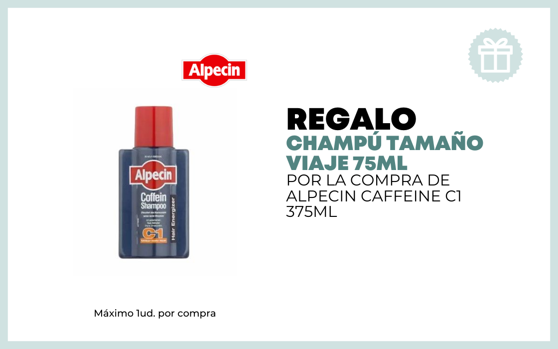 REGALO CHAMPÚ TAMAÑO VIAJE 75ML POR LA COMPRA DE ALPECIN CAFFEINE C1 375ML