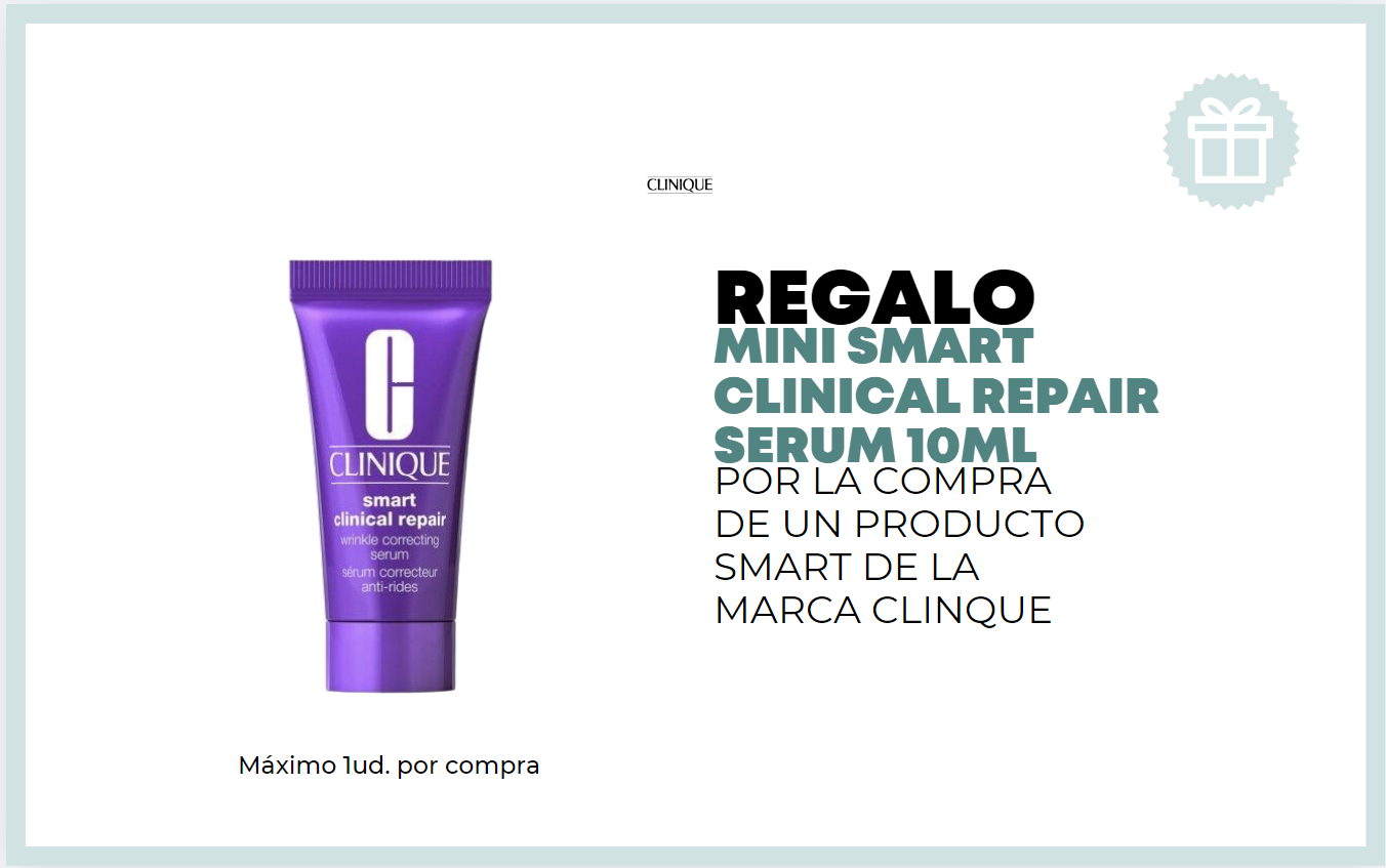 REGALO MINITALLA POR COMPRAS SUPERIORES A 59 EUROS EN LA MARCA CLINIQUE excluidos cofres