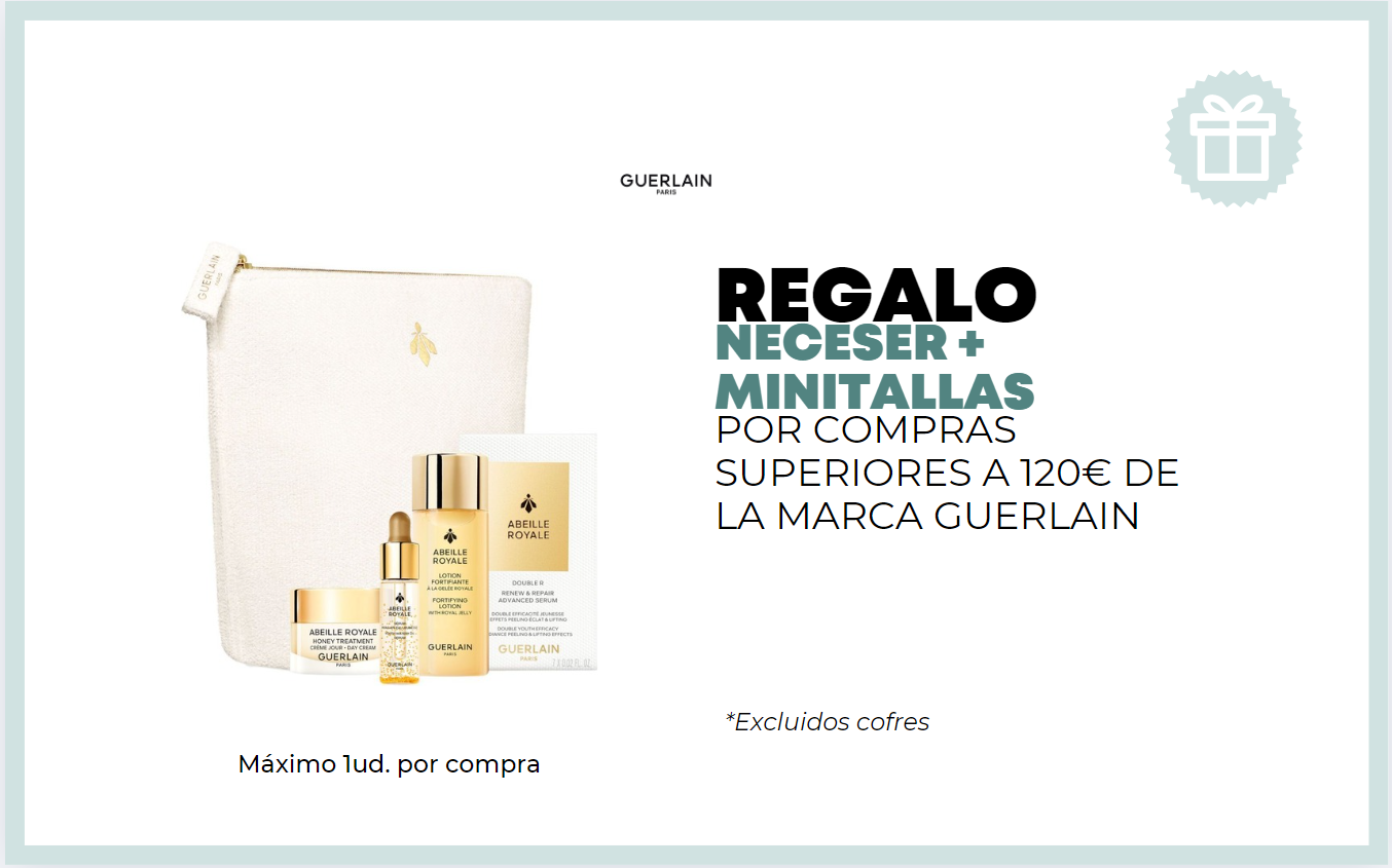 REGALO NECESER + MINITALLAS POR COMPRAS SUPERIORES A 120 EUROS EN LA MARCA GUERLAIN excluidos cofres