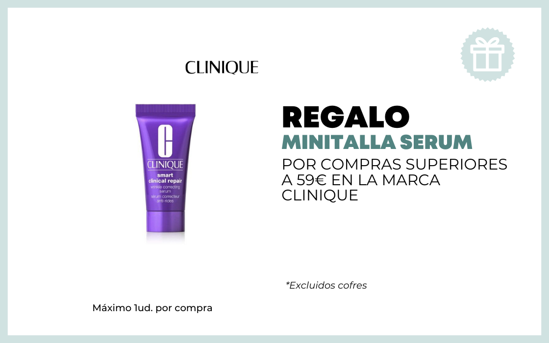 REGALO MINITALLA POR COMPRAS SUPERIORES A 59 EUROS EN LA MARCA CLINIQUE excluidos cofres