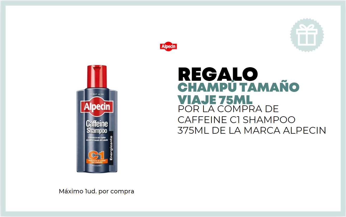 REGALO CHAMPÚ TAMAÑO VIAJE 75ML POR LA COMPRA DE ALPECIN CAFFEINE C1 375ML