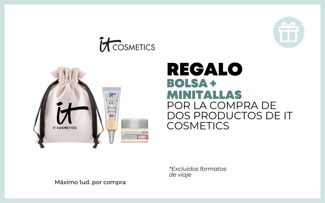 REGALO NECESER+ 2 MINITALLAS POR LA COMPRA DE DOS PRODUCTOS IT COSMETICS excluidos formatos viaje