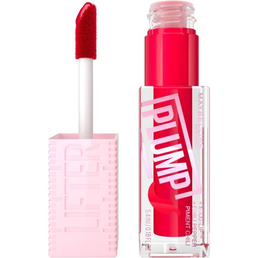 Maybelline Lifter Plump Brillo de labios voluminizador instantáneo y duradero con chili y ácido hialurónico