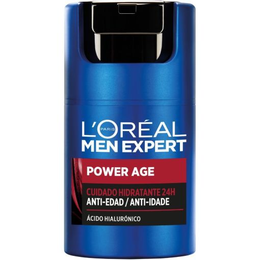 L'Oreal Men Expert Power Age Cuidado Hidratante 24h Anti-Edad Crema antiedad hidratante reafirma y reduce visiblemente arrugas con ácido hialurónico 50 ml