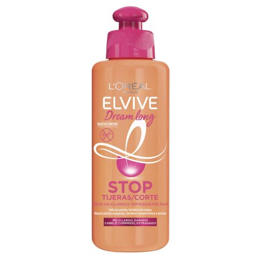 Elvive Dream Long Stop Tijeras Crema Sin Aclarado Acondicionador protege de roturas y puntas abiertas aporta brillo y facilita el peinado para cabello largo o dañado 200 ml