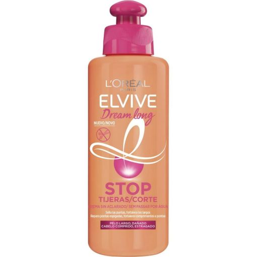 Elvive Dream Long Stop Tijeras Crema Sin Aclarado Acondicionador protege de roturas y puntas abiertas aporta brillo y facilita el peinado para cabello largo o dañado 200 ml