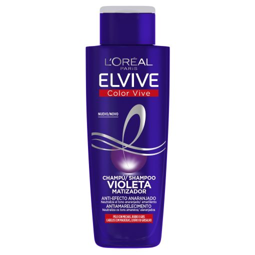 Elvive Color Vive Champú Violeta Matificador Champú matificador antiefecto anaranjado para cabello con mechas rubias o gris 200 ml