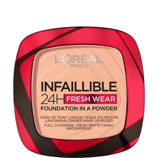 L'Oreal Infaillible 24h Fresh Wear Foundation In A Powder Waterproof Polvos compactos resistentes al agua de cobertura media-alta acabado mate impecable