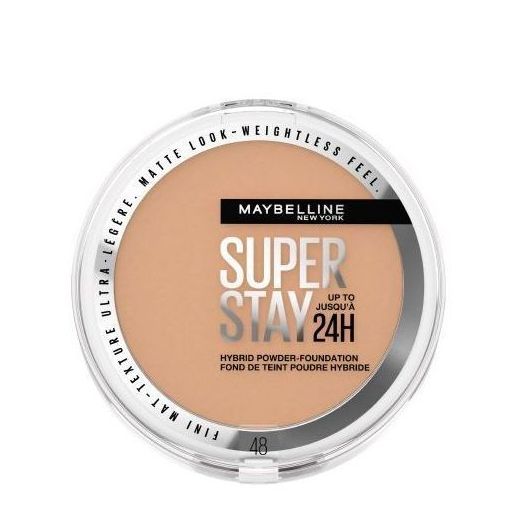 Maybelline Super Stay Hybrid Powder-Foundation Base de cobertura en polvo resistente al agua de gran cobertura y ligereza para acabado mate y ligero