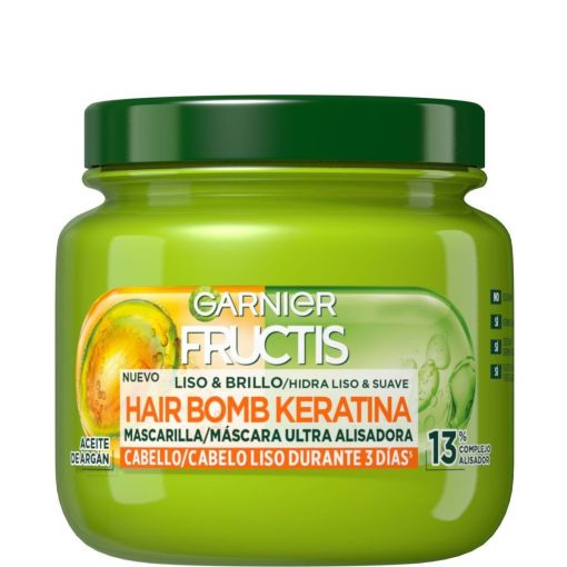 Fructis Hair Bomb Keratina Liso & Brillo Mascarilla Mascarilla nutre y protege del encrespamiento sin apelmazar 320 ml