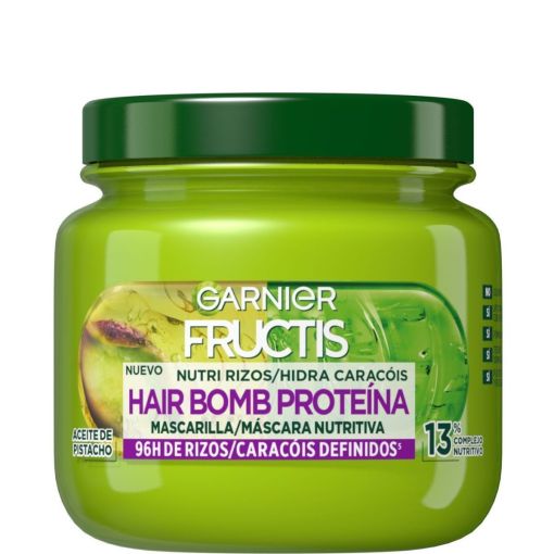 Fructis Hair Bomb Proteína Nutri Rizos Mascarilla Mascarilla nutritiva controla el encrespamiento y define los rizos para cabello rizado y ondulado 320 ml