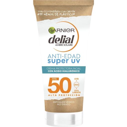 Delial Super Uv Anti-Edad Crema Protectora Facial Spf 50+ Crema solar facial antiedad reduce arrugas y líneas de expresión con ácido hialurónico 50 ml