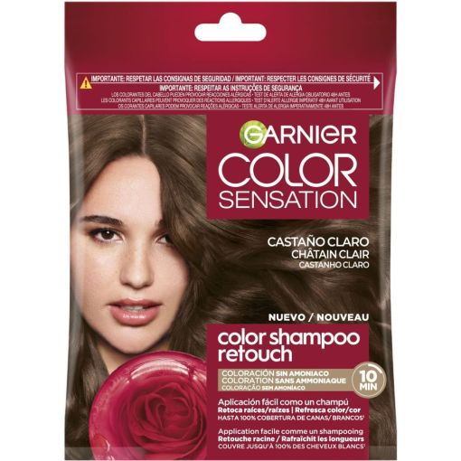 Garnier Color Sensation Color Shampoo Retouch Tinte tono sobre tono semipermanente ofrece fácil rápida aplicación y cobertura al 100%