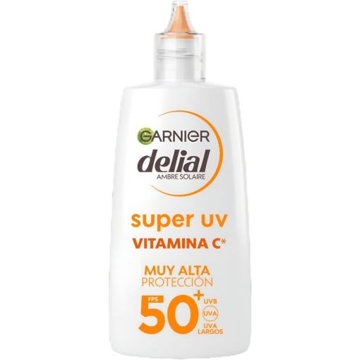 Delial Super Uv Vitamina C Fluido Anti Manchas Oscuras Spf 50+ Fluido solar antimanchas piel luminosa con acabado invisible y no graso 40 ml