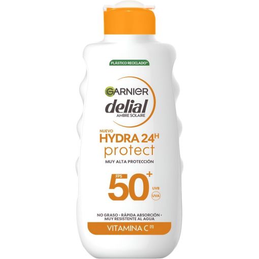 Delial Hydra 24h Protect Vitamina C Spf 50+ Leche solar resistente al agua de rápida absorción para piel protegida hidratada y suave 150 ml