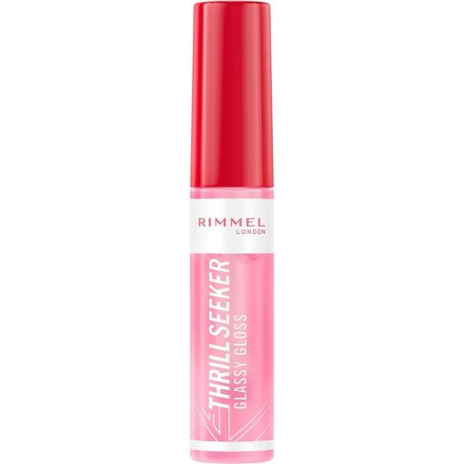 Rimmel London Thrill Seeker Glassy Gloss Brillo de labios vegano no pegajoso con ácido hialurónico para acabado relleno y brillo al instante