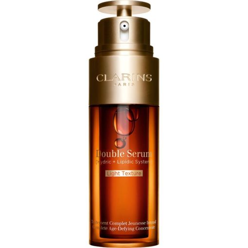 Clarins Double Serum Light Texture Sérum antiedad intensivo para todo tipo de pieles con 21 extractos de plantas ofrece piel lisa y luminosa 50 ml