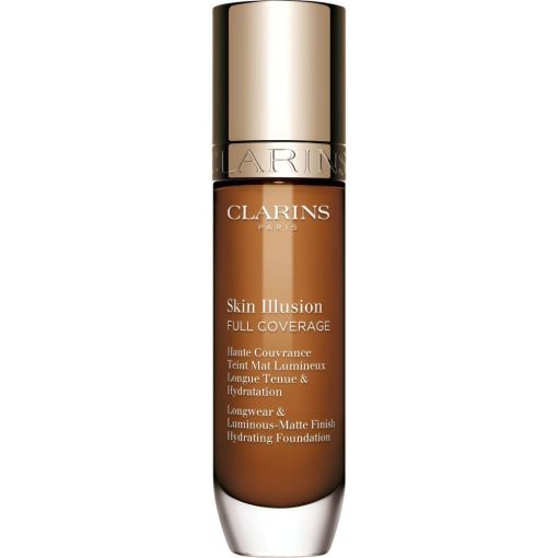 Clarins Skin Illusion Full Coverage Base de maquillaje hidratante de alta cobertura para acabado uniforme liso y luminoso 24 horas