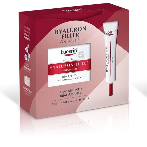 Eucerin Hyaluron Filler Estuche Tratamiento antiedad con protección efecto lifting para rostro y contorno de ojos