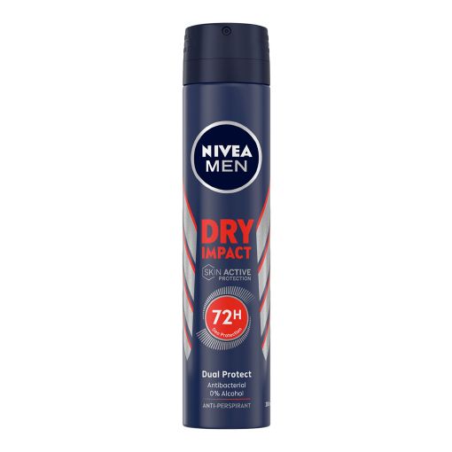 Nivea Men Dry Impact Desodorante Spray Desodorante antitranspirante 48 horas contra el exceso de humedad y el olor 200 ml