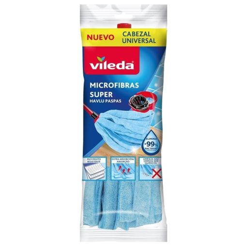 Vileda Microfibras Super Cabezal Universal Recambio Fregona de microfibra recoge grandes cantidades de líquidos