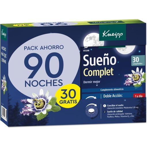 Kneipp Sueño Complet Complemento Alimenticio Formato Ahorro Complemento alimenticio contribuye a reducir el tiempo necesario para conciliar el sueño 90 uds