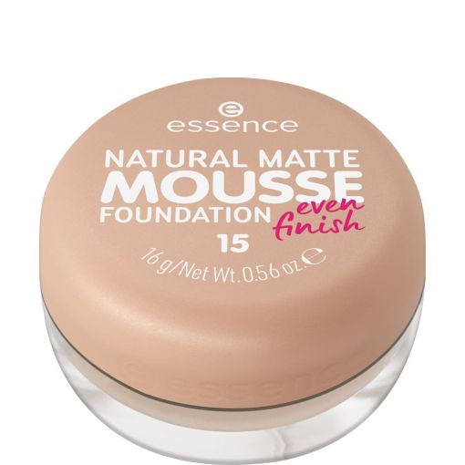 Essence Natural Matte Mousse Foundation Base de maquillaje de cobertura media neutraliza las impurezas acabado mate