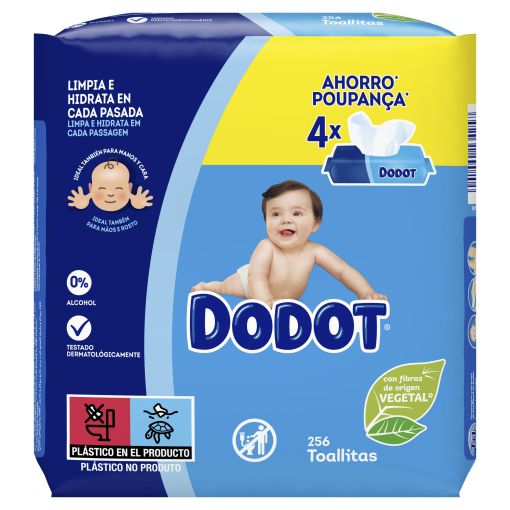 Dodot Toallitas Clásica Pack Toallitas limpian e hidratan en cada pasada sin alcohol ni parabenos 4x64 uds