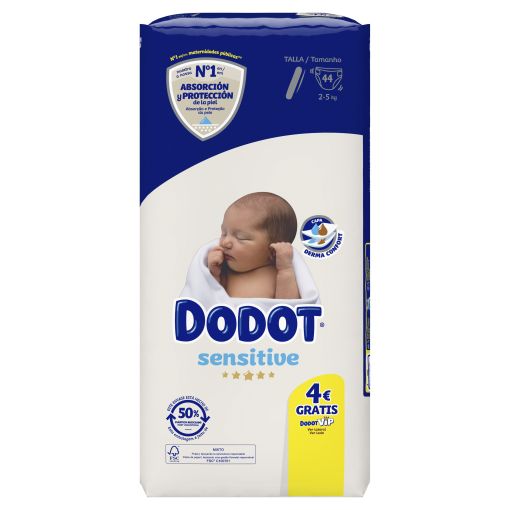 Dodot Pañales Sensitive 2-5 Kg Talla 1 Pañal para recién nacido ofrece máxima protección y absorción