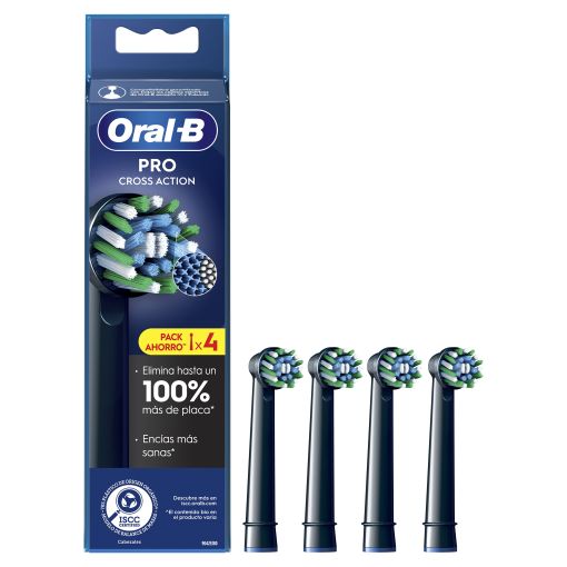 Oral-B Cepillo Dental Pro Cross Action Recambio Pack Ahorro Cepillo de dientes eléctrico elimina hasta un 100% más de placa 4 uds