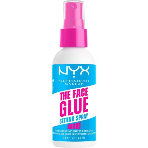 Nyx Professional Makeup The Face Glue Setting Spray Spray fijador de maquillaje resistente al agua y no pegajoso para sellar tus looks hasta 24 horas