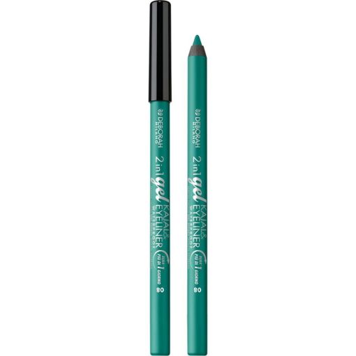 Deborah Milano 2 In1 Gel Kajal & Eyeliner Waterproof Delineador de ojos resistente al agua de doble uso para una fijación increíble