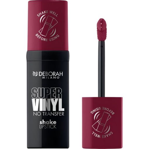 Deborah Milano Super Vinyl Shake Lipstick Barra de labios efecto vinilo larga duración color ultrapigmentado