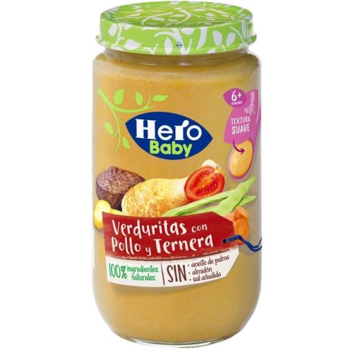 Hero Baby Tarrito Verduritas Con Pollo Y Ternera Tarrito sin gluten para un crecimiento sano y equilibrado a partir de 6 meses 235 gr