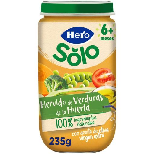 Hero Solo Tarrito Hervido De Verduritas De La Huerta Tarrito natural sin gluten de textura suave para alimentación natural y nutritiva a partir de 6 meses 235 gr