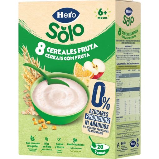 Hero Solo Papilla 8 Cereales Fruta Papilla en polvo 0% azúcares añadidos a partir de 6 meses 340 gr