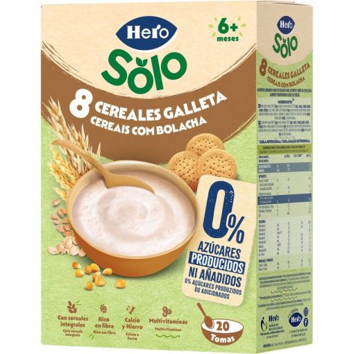 Hero Papilla 8 Cereales Galletas Papilla en polvo 0% azúcares añadidos a partir de 6 meses 340 gr