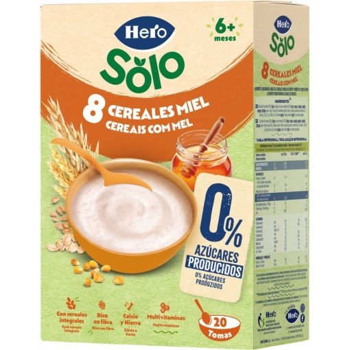 Hero Solo Papilla 8 Cereales Miel Papilla en polvo 0% azúcares añadidos a partir de 6 meses 340 gr