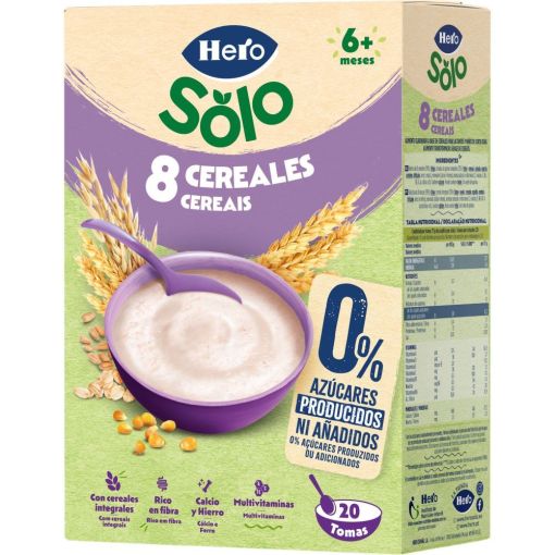 Hero Papilla De 8 Cereales Papilla en polvo 0% azúcares añadidos a partir de 6 meses 340 gr