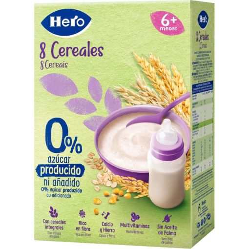 Hero Papilla De 8 Cereales Papilla en polvo 0% azúcares añadidos a partir de 6 meses 340 gr