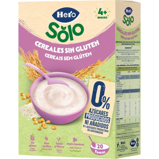 Hero Papilla Cereales Sin Gluten Papilla en polvo sin gluten 0% azúcares añadidos a partir de 4 meses 340 gr