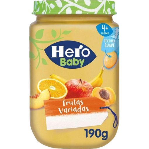 Hero Baby Tarrito Frutas Variadas Tarrito sin gluten para una alimentación natural y nutritiva a partir de los 4 meses 195 gr