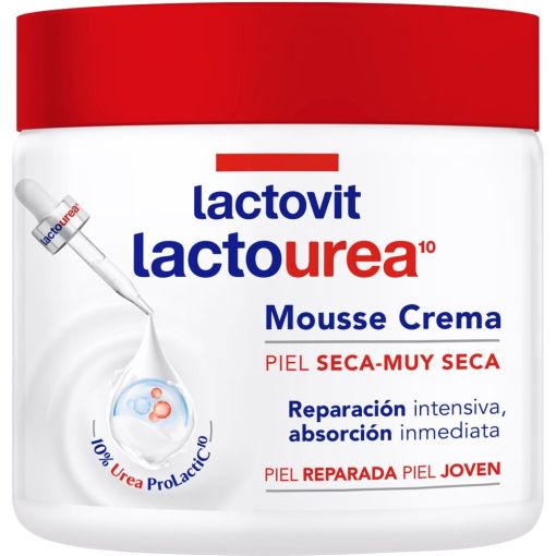 Lactovit Lactourea Mousse Crema Piel Seca-Muy Seca Mousse corporal para una reparación intensiva y absorción inmediata 400 ml