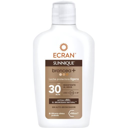 Ecran Sunnique Broncea+ Leche Protectora Ligera Spf 30 Protector solar resistente al agua activa el bronceado natural 200 ml