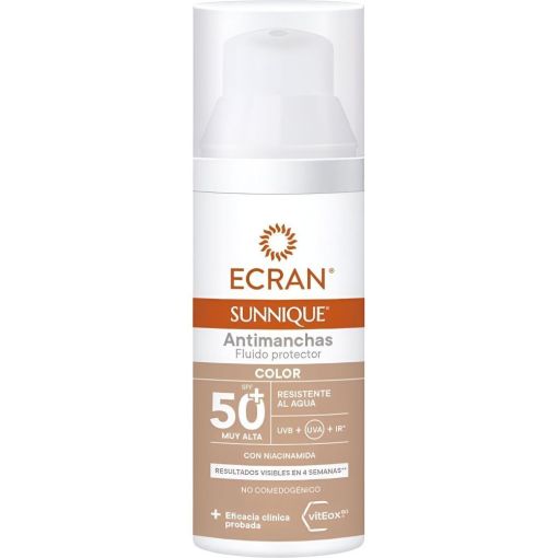 Ecran Sunnique Color Antimanchas Fluido Protector Spf 50+ Protector solar facial con color previene la aparición de manchas en la piel 50 ml