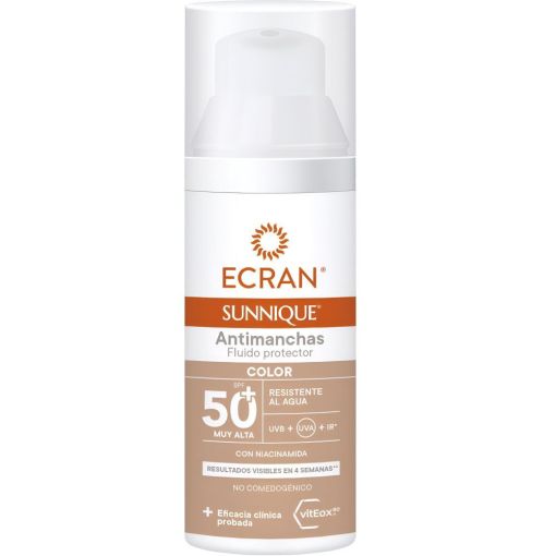 Ecran Sunnique Color Antimanchas Fluido Protector Spf 50+ Protector solar facial con color previene la aparición de manchas en la piel 50 ml