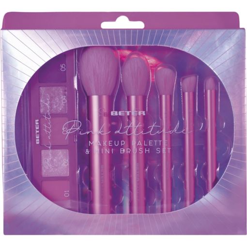 Beter Pink Attitude Makeup Paleta & Mini Brush Estuche Set de maquillaje