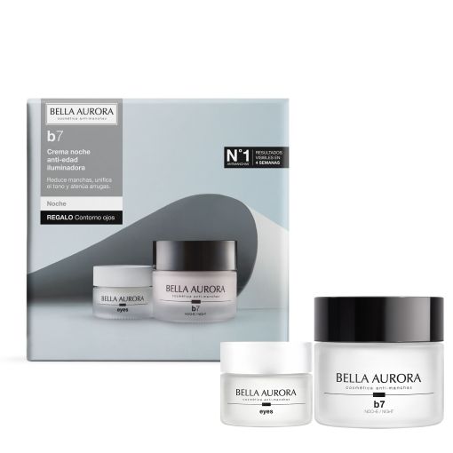 Bella Aurora B7 Anti-Manchas Tratamiento Noche+Contorno Gratis Pack regalo de noche para cuidado facial antiedad e iluminador