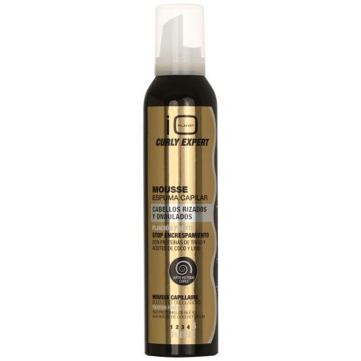 Io Planet Curly Expert Mousse Espuma Capilar Nº5 Espuma de fijación fuerte antiescrespamiento para cabello rizados y ondulado