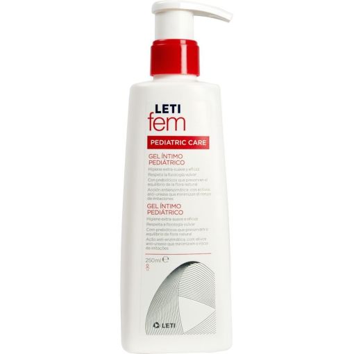 Leti Fem Paediatric Gel Íntimo Gel de higiene íntima extrasuave con activos hidratantes y emolientes hasta los 12 años 250 ml